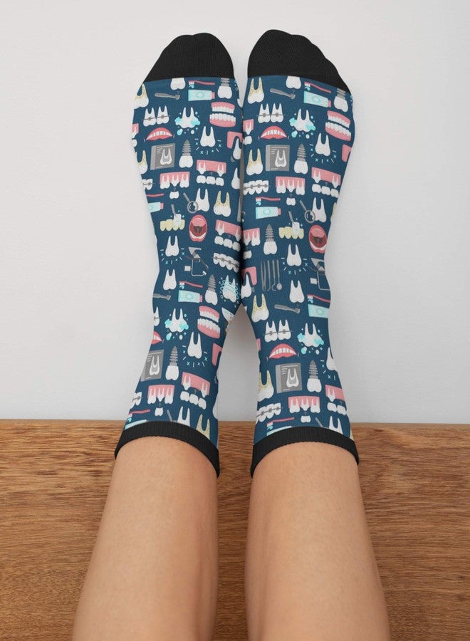 ياتيه جوارب Yaateeh المرحة لأدوات العناية بالأسنان، جوارب متوسطة الطول، جوارب رسمية، جوارب طويلة كاجوال للرجال والنساء والأولاد والبنات - Image 3