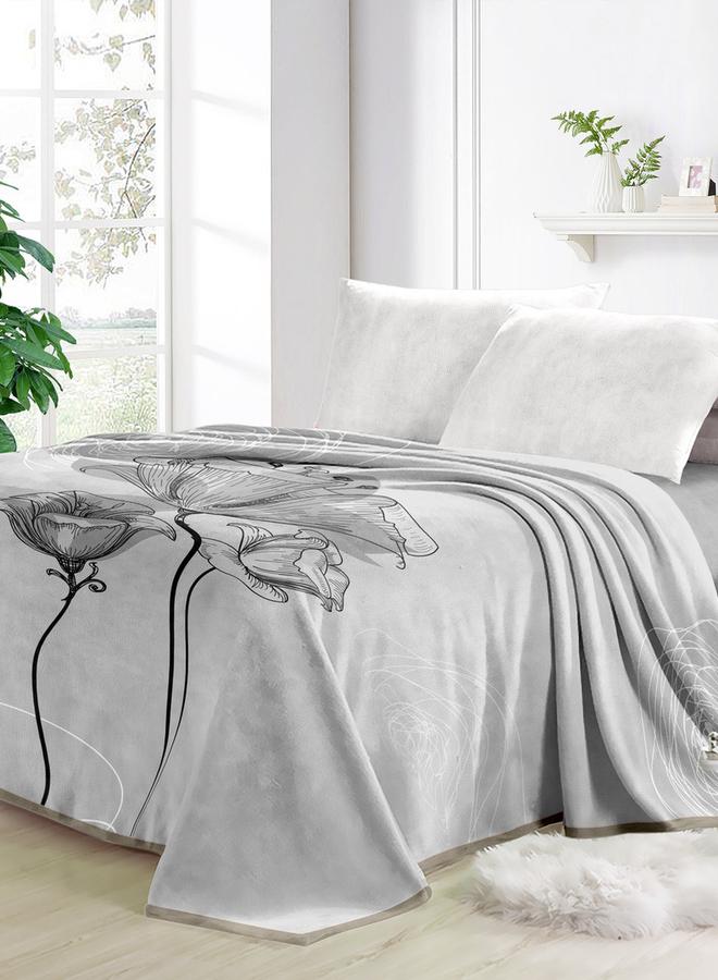 Printed Blanket 160X220Cm 100% Polyester Grey