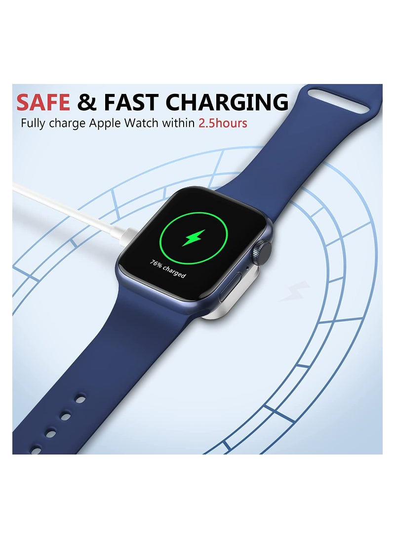 Magnetic Wireless Charger for Apple Watch Series 7/6/5/4/3/2/1/SE, Dual Port Mini Charger with USB Adapter, Fast Charging Keychain for Travel (Silver) - Image 2