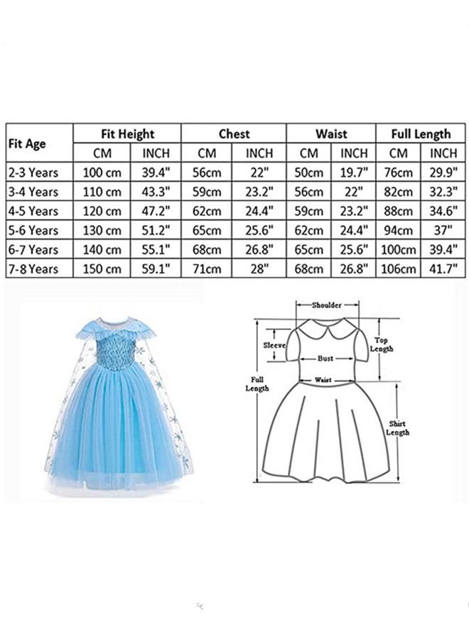 ISank Little Girl Princess Dress Carnival Cosplay Costume with Accessories Blue  - Image 5