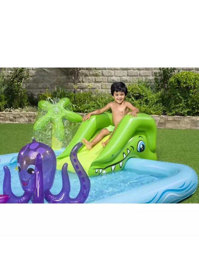 بست واي استكشف عالم البحار المدهش مع مركز لعب فانتستيك أكواريوم من بست واي H2OGO! (2.39 م × 2.06 م × 86 سم) - Image 4