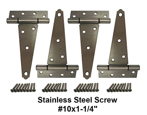 QCAA Stainless Steel Extra Heavy Tee Hinge, 6" x 2.5mm, with Stainless Screws & Hinge Pin, 4 Pack - Image 3