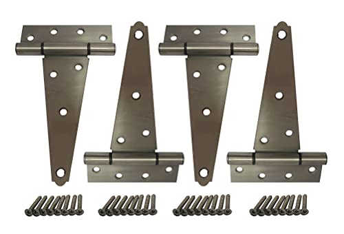 QCAA Stainless Steel Extra Heavy Tee Hinge, 6" x 2.5mm, with Stainless Screws & Hinge Pin, 4 Pack - Image 1