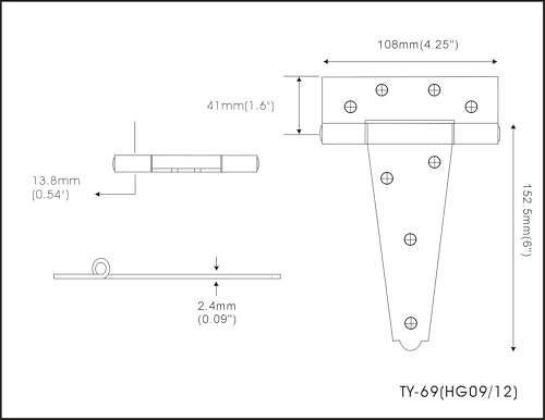 QCAA Stainless Steel Extra Heavy Tee Hinge, 6" x 2.5mm, with Stainless Screws & Hinge Pin, 4 Pack - Image 5