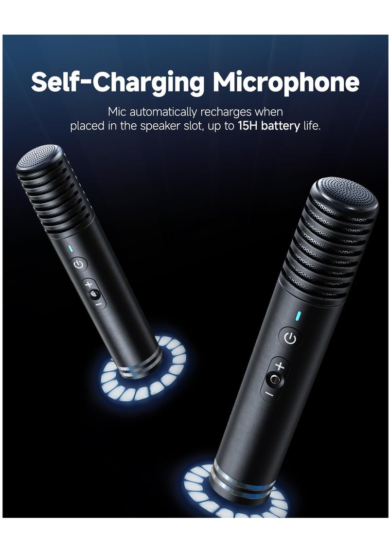 Smart Karaoke Machine Built-in 10.1 Screen Lyrics Display for Adults Kids 2 Auto Charging Wireless Microphones, Portable Bluetooth Speaker PA System with WiFi HDMI for Home TV Outdoor Party