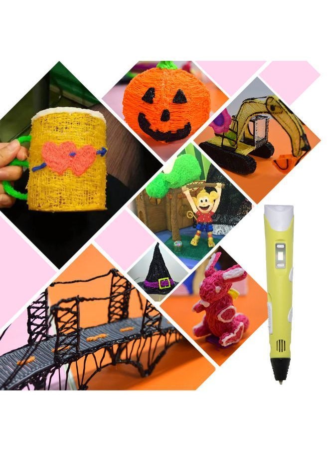 NIBEMINENT - 3D Printing Pen With ABS Holder And 1 Roll 10m PLA Filament Yellow - Image 1
