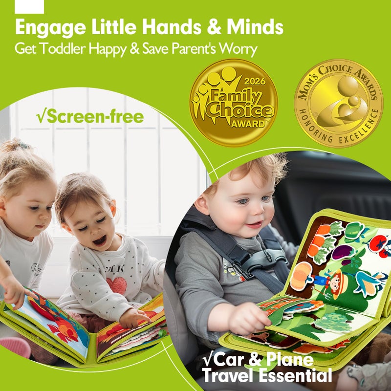 hahaland Busy Book for Toddlers 1-3 - Montessori Toys Busy Board for 1 Year Old Boy Gifts Girl Toys Educational Learning Quiet Activity Books Toddler Valentines Day Gifts Easter One Year Travel Toy - Image 4