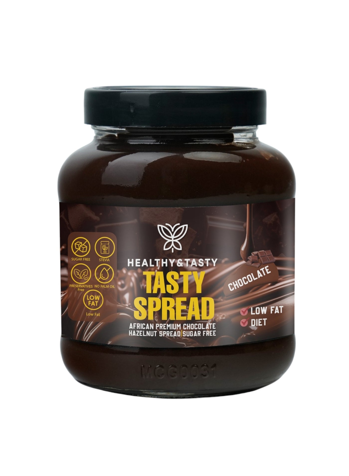 Healthy & Tasty African Premium Chocolate Hazelnut Spread 375g (13.2 Oz) | Sugar Free, Preservatives Free, No Palm Oil, Low Fat