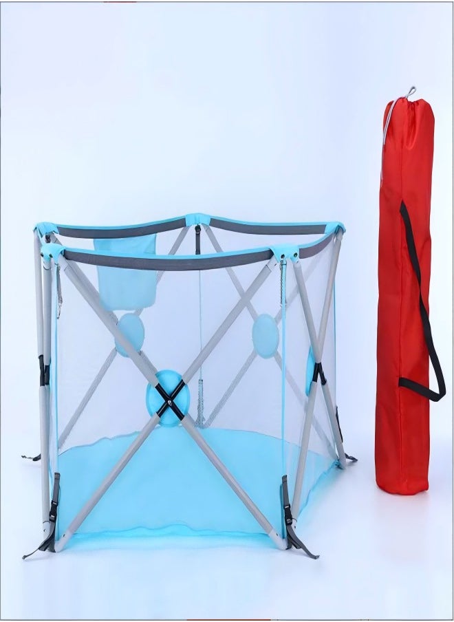 Excellent Hexagonal Baby Indoor Fence Crawling Toddler Fence, Foldable Toy Guardrail Play Baby Mat - Ocean Blue  - Image 2