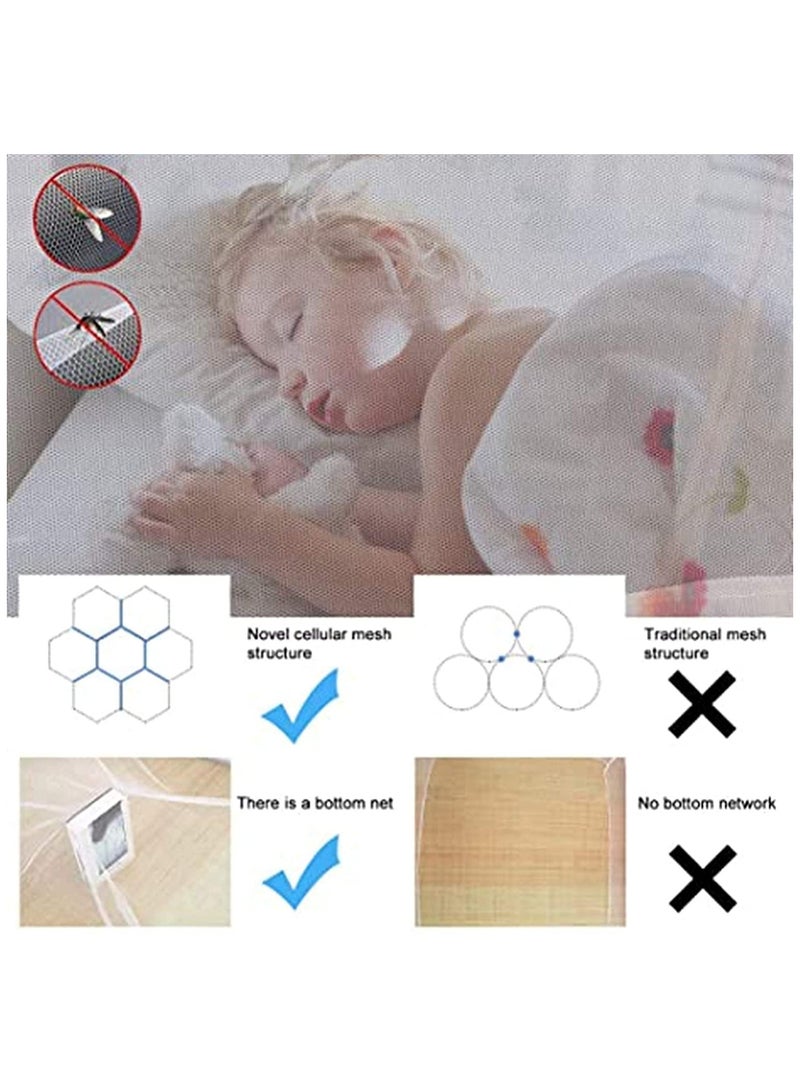 Mosquito Net Tent for Beds Anti Mosquito Bites Folding Design with Net Bottom, Portable & Lightweight for Baby Adults Travel Camping180 x 200x 150cm - Image 3