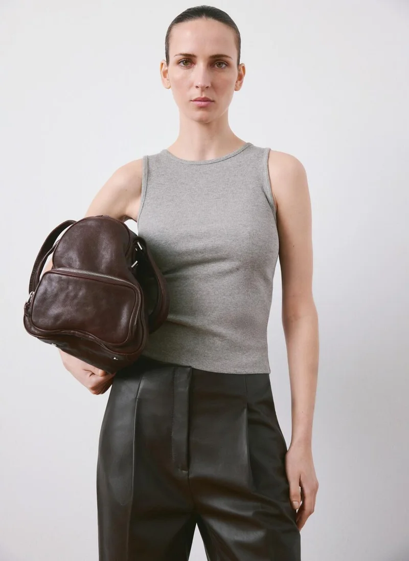 مانجو Ribbed cotton-blend top