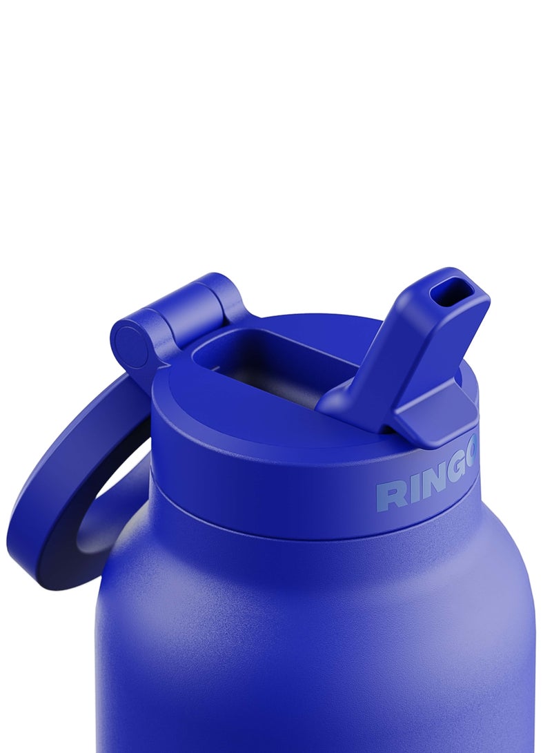 Ringo Pro Water Bottle with Sip Straw Lid | Stainless Steel Hydration Bottle w/ Integrated Magnetic Phone Mount, 12Hrs Hot/24Hrs Cold, BPA-Free, Works w/ Phones & Tablets - Blue 24Oz / 710ml - Image 4