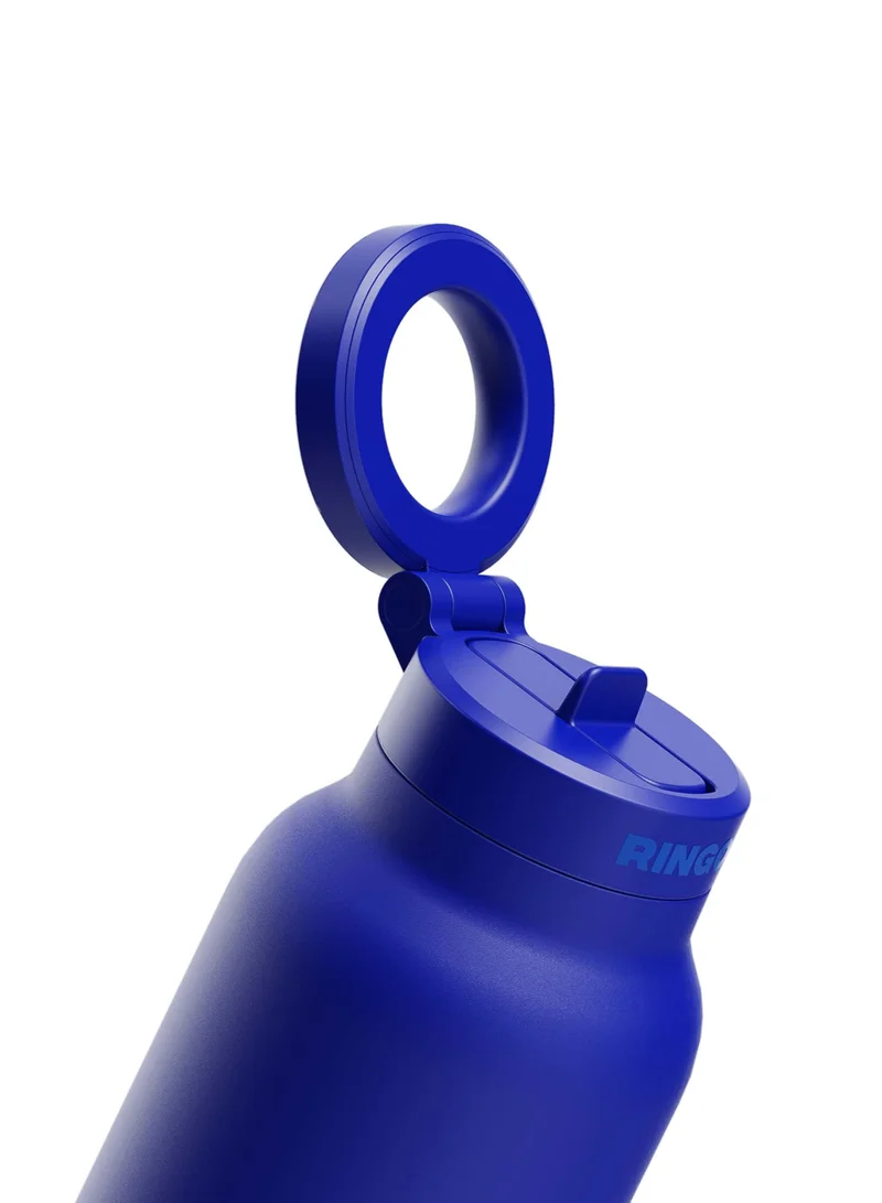Ringo Pro Water Bottle with Sip Straw Lid | Stainless Steel Hydration Bottle w/ Integrated Magnetic Phone Mount, 12Hrs Hot/24Hrs Cold, BPA-Free, Works w/ Phones &amp; Tablets - Blue 24Oz / 710ml