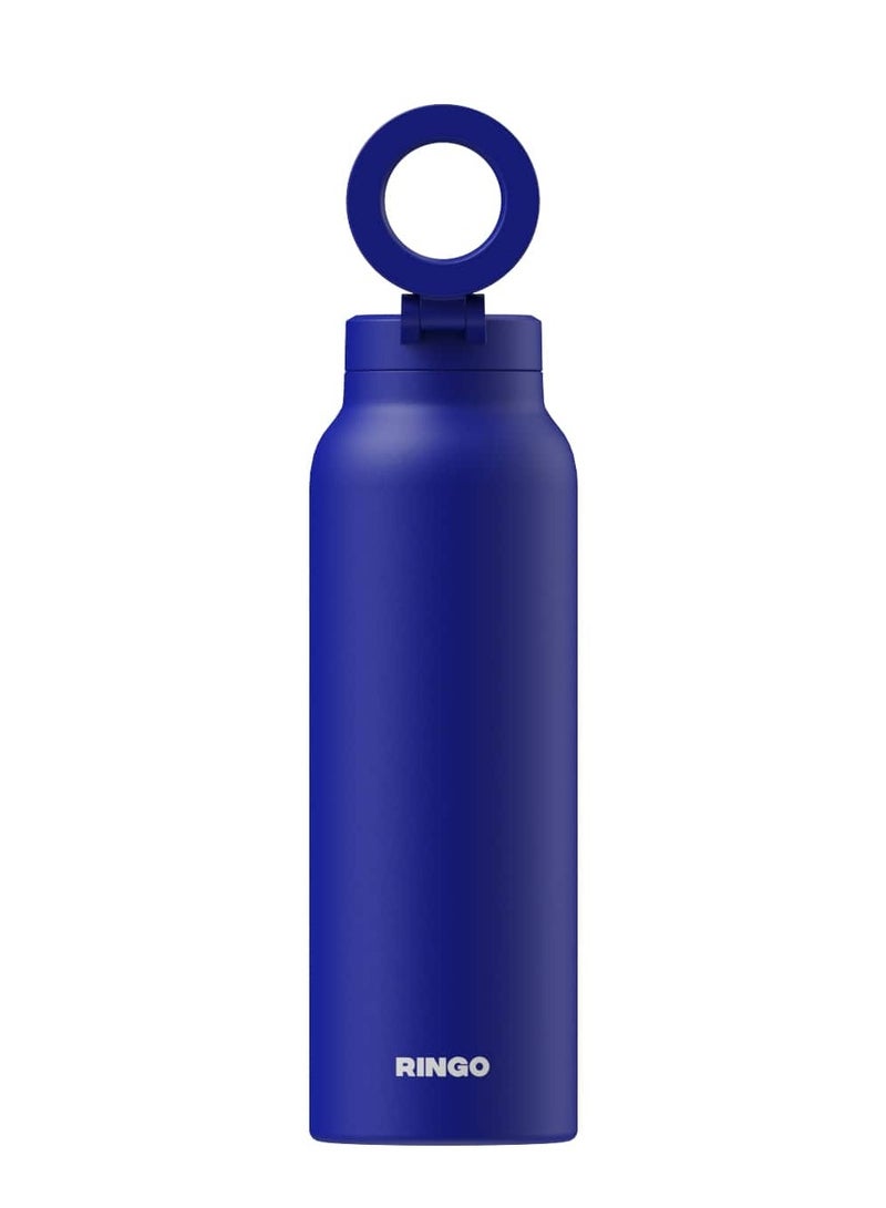 Ringo Pro Water Bottle with Sip Straw Lid | Stainless Steel Hydration Bottle w/ Integrated Magnetic Phone Mount, 12Hrs Hot/24Hrs Cold, BPA-Free, Works w/ Phones & Tablets - Blue 24Oz / 710ml - Image 1