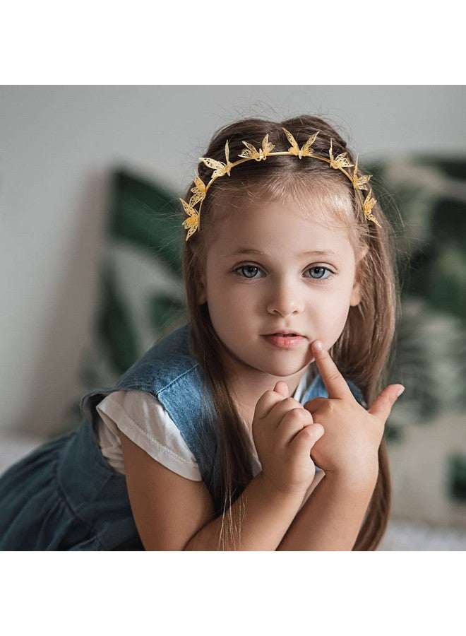 كيلشي عصابة رأس من كيلشي على شكل فراشة، قطعة رأس ذهبية على شكل فراشات، إكسسوارات شعر لحفلات الزفاف للفتيات والنساء (ذهبي) - Image 4