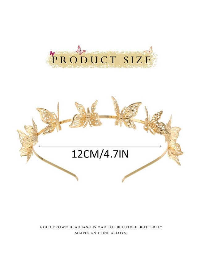 كيلشي عصابة رأس من كيلشي على شكل فراشة، قطعة رأس ذهبية على شكل فراشات، إكسسوارات شعر لحفلات الزفاف للفتيات والنساء (ذهبي) - Image 2