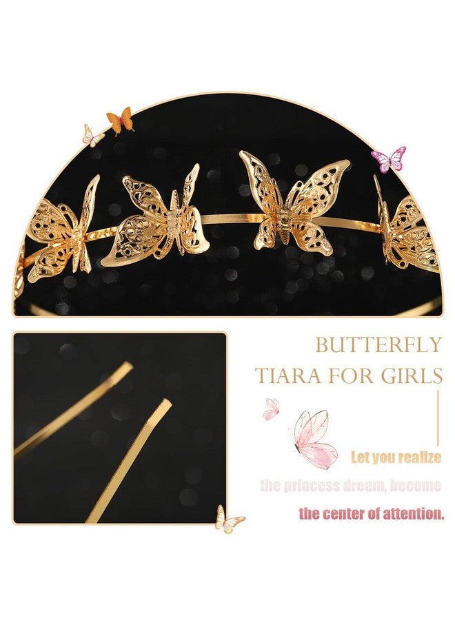 كيلشي عصابة رأس من كيلشي على شكل فراشة، قطعة رأس ذهبية على شكل فراشات، إكسسوارات شعر لحفلات الزفاف للفتيات والنساء (ذهبي) - Image 3