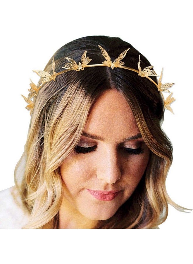 كيلشي عصابة رأس من كيلشي على شكل فراشة، قطعة رأس ذهبية على شكل فراشات، إكسسوارات شعر لحفلات الزفاف للفتيات والنساء (ذهبي) - Image 1