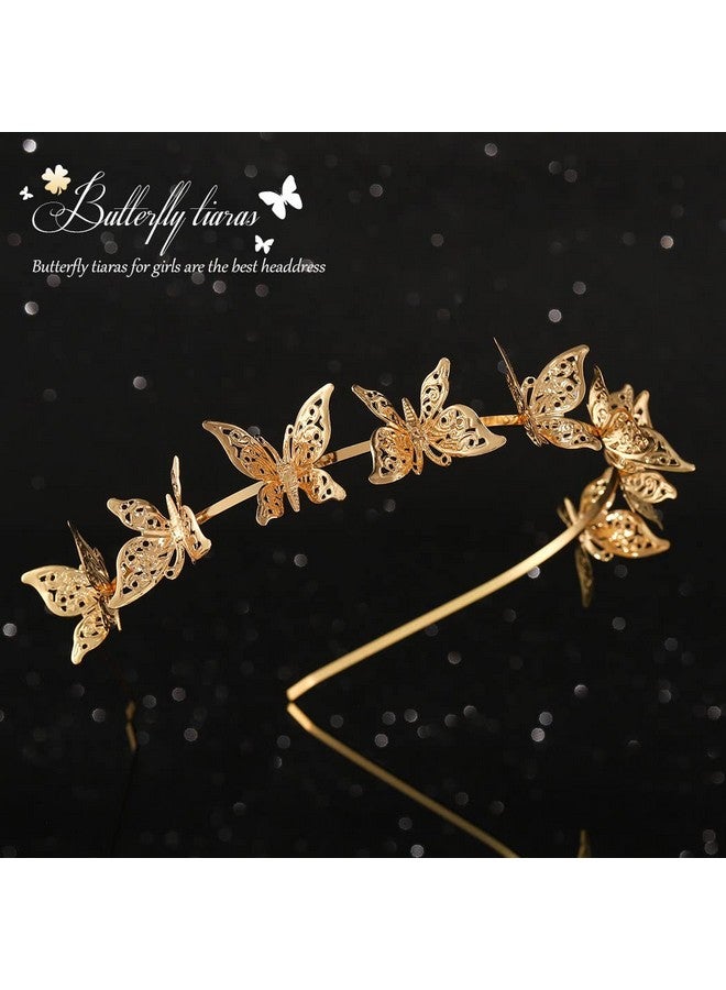 كيلشي عصابة رأس من كيلشي على شكل فراشة، قطعة رأس ذهبية على شكل فراشات، إكسسوارات شعر لحفلات الزفاف للفتيات والنساء (ذهبي) - Image 5