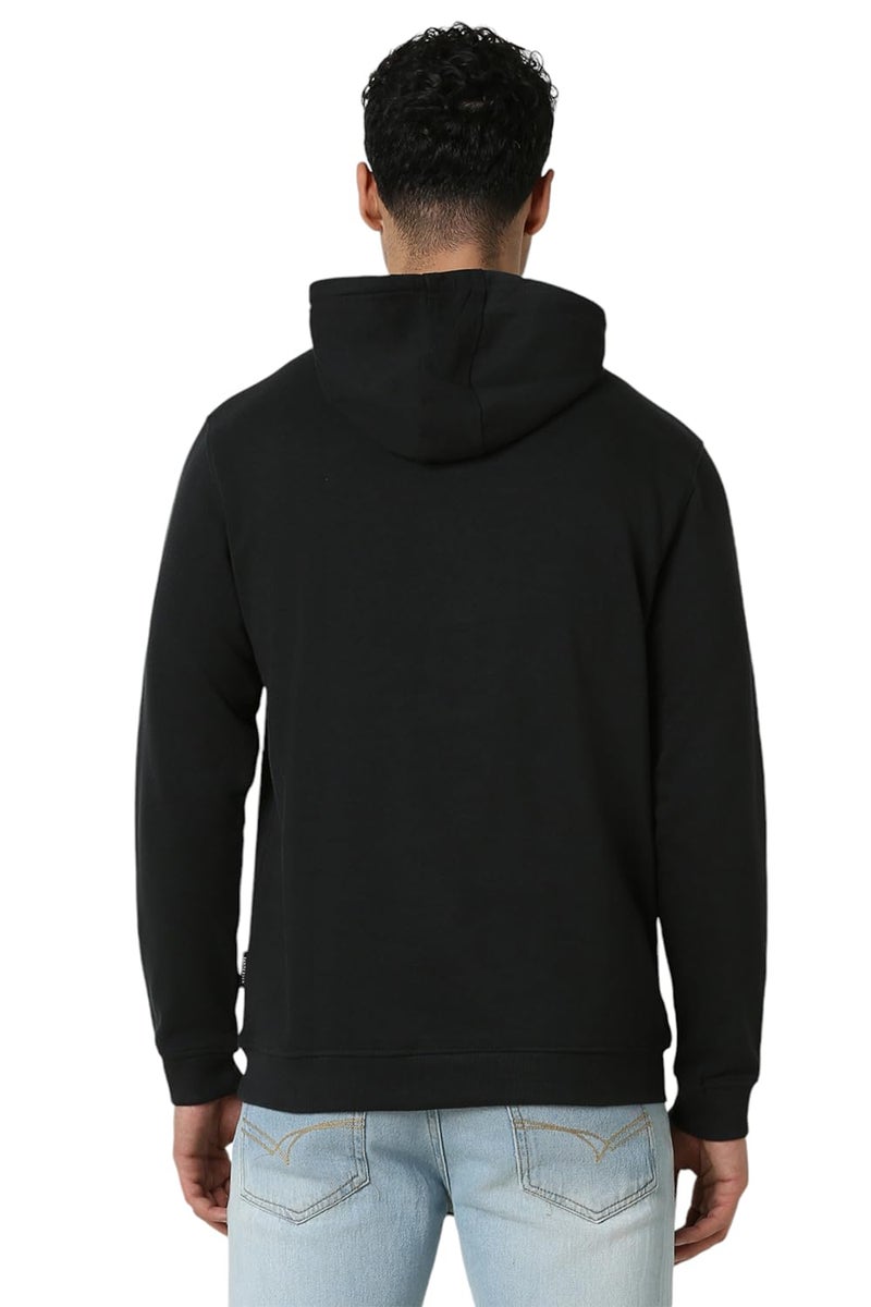 Van Heusen Men Black Solid Hooded Neck Sweatshirt - Image 3