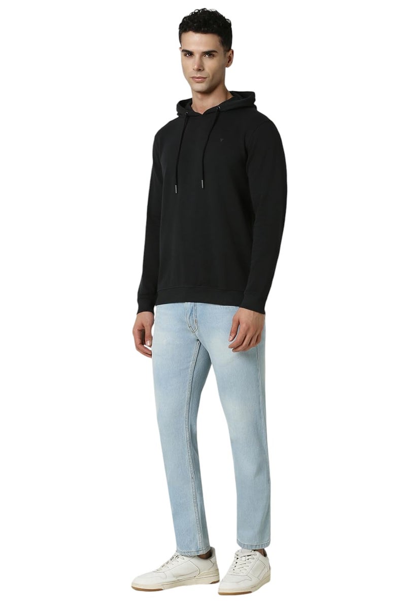 Van Heusen Men Black Solid Hooded Neck Sweatshirt - Image 5