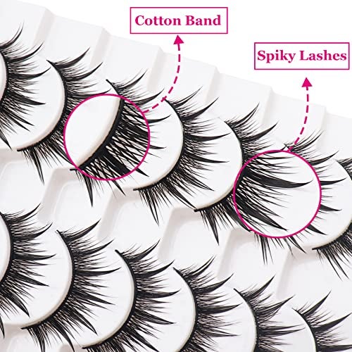 Losha Lashes Spiky False Eyelashes 16mm Wispy Manga Lashes Natural Wet Look 10 Pairs Reusable Fake Eye Lashes Pack 01 - Image 5