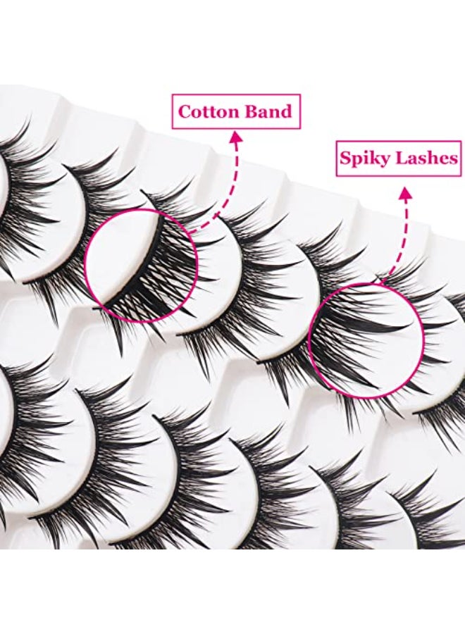 Losha Lashes Spiky False Eyelashes 16mm Wispy Manga Lashes Natural Wet Look 10 Pairs Reusable Fake Eye Lashes Pack 01 - Image 4