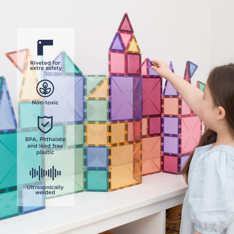 CONNETIX Magnetic Tiles Pastel Creative Pack, 120 Pieces - Image 2