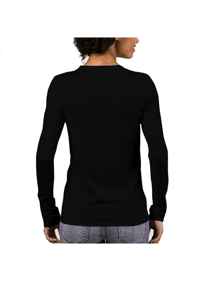 OPLU Store Women's Regular Fit Cotton Graphic Printed T Shirt.  Black,XL - Image 2