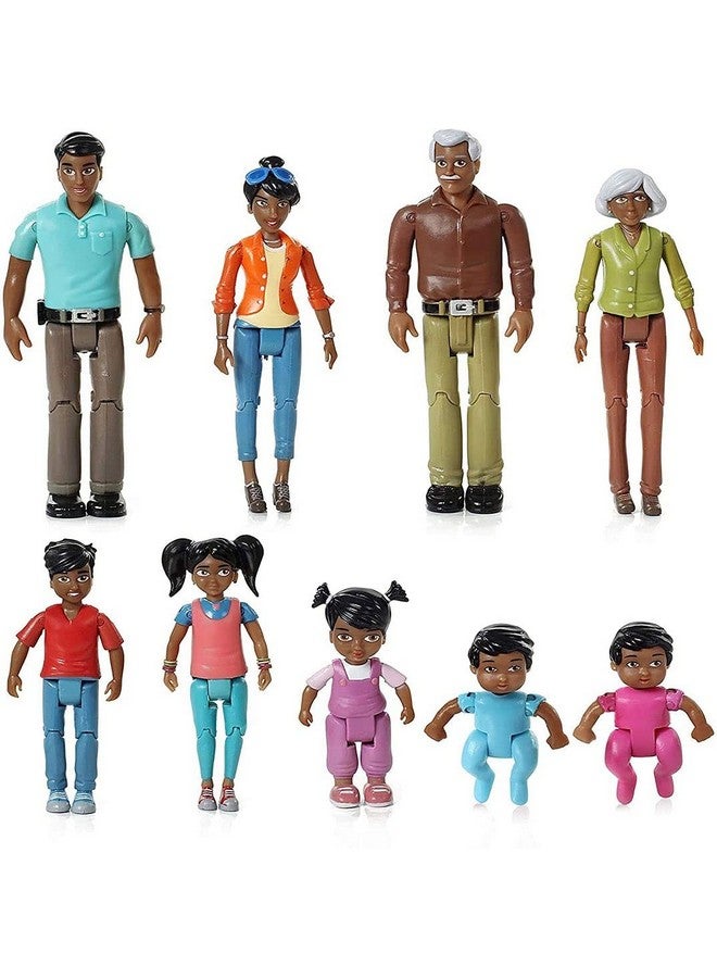 Beverly Hills Doll Collection Sweet Li'l Family African American Dollhouse People Set of 9 Action Figure Set - Grandpa, Grandma, Mom, Dad, Sister, Brother, Toddler, Twin Boy & Girl - Image 1