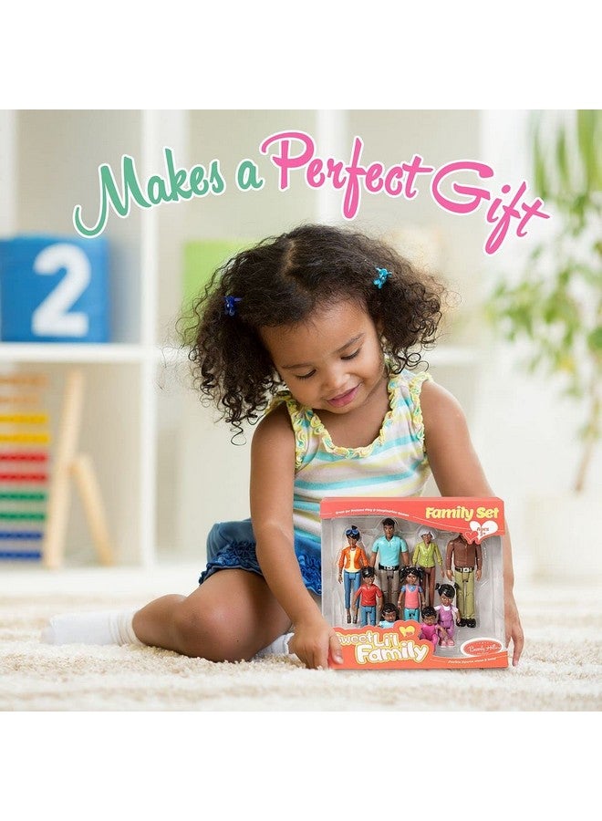 Beverly Hills Doll Collection Sweet Li'l Family African American Dollhouse People Set of 9 Action Figure Set - Grandpa, Grandma, Mom, Dad, Sister, Brother, Toddler, Twin Boy & Girl - Image 3