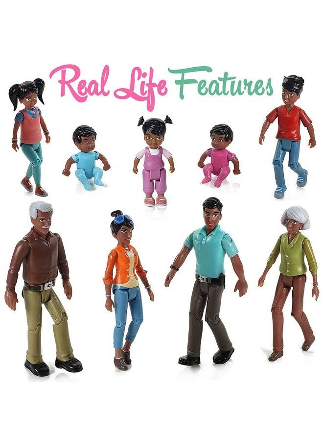 Beverly Hills Doll Collection Sweet Li'l Family African American Dollhouse People Set of 9 Action Figure Set - Grandpa, Grandma, Mom, Dad, Sister, Brother, Toddler, Twin Boy & Girl - Image 5