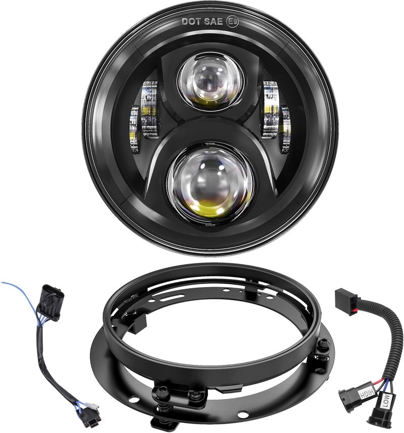 XPCTD مصباح LED بحجم 7 بوصة مع حامل تركيب لجولات ستريت جلايد رود كينغ ألترا كلاسيك إلكترا جلايد فات بوي تري CVO هيريتاج سوفتيل سليم - أسود - Image 1