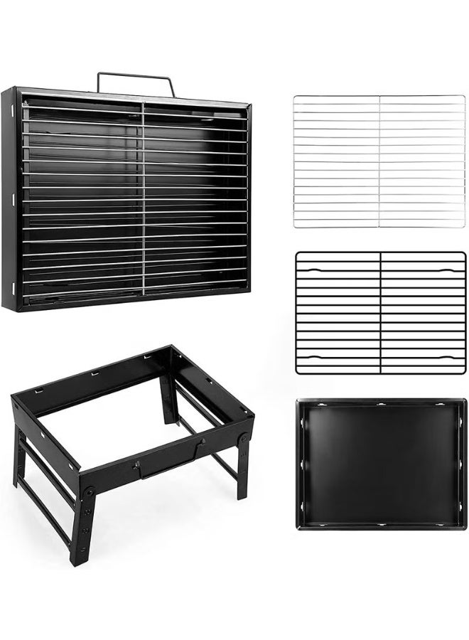 Charcoal Grill, BBQ Grill Folding Portable smoker Grill, Barbecue Grill Mini Barbecue Grill desk Tabletop Outdoor Grill for Camping Picnics Garden Beach Party - Image 5