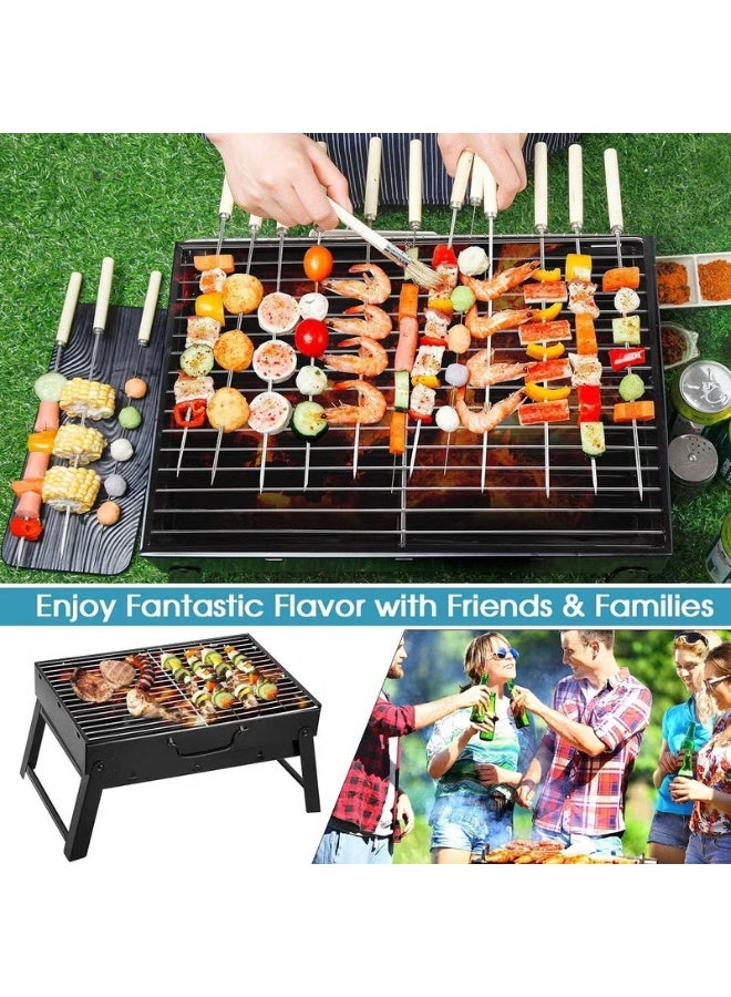 Charcoal Grill, BBQ Grill Folding Portable smoker Grill, Barbecue Grill Mini Barbecue Grill desk Tabletop Outdoor Grill for Camping Picnics Garden Beach Party - Image 3