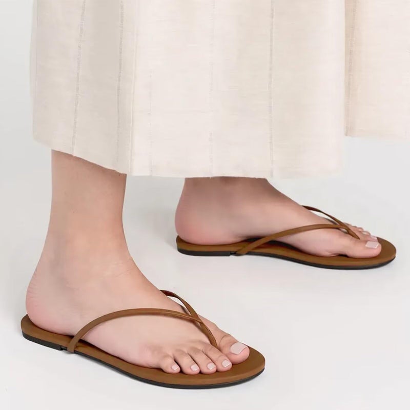 Cheval Flat Leather Flip Flops for Women, Comfortable Dressy Thong Sandals 2026 Summer and Spring Vacation Essentials, Chanclas Para Mujer - Image 2