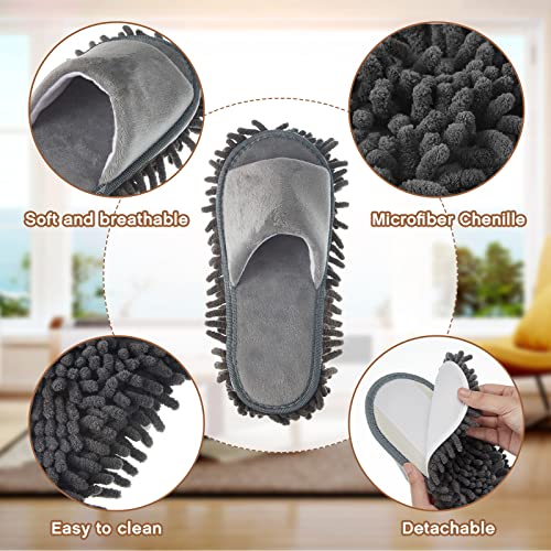 Jecery 4-Pair Washable Microfiber Mop Slippers - Detachable Dusting Shoes for Floor Cleaning, Office & Home Use - Suitable for Women & Men(Classic,L Size) - Image 3