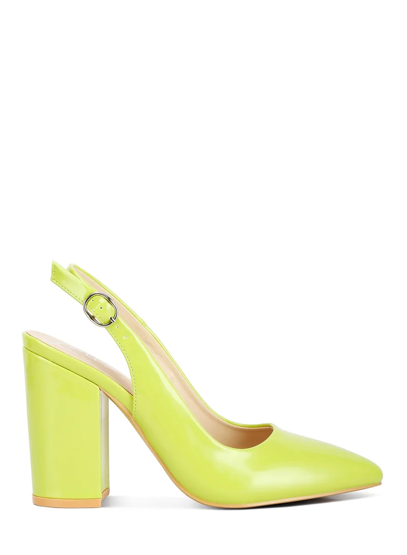 London Rag Women's Slingback High Block Sandals in Lime Green