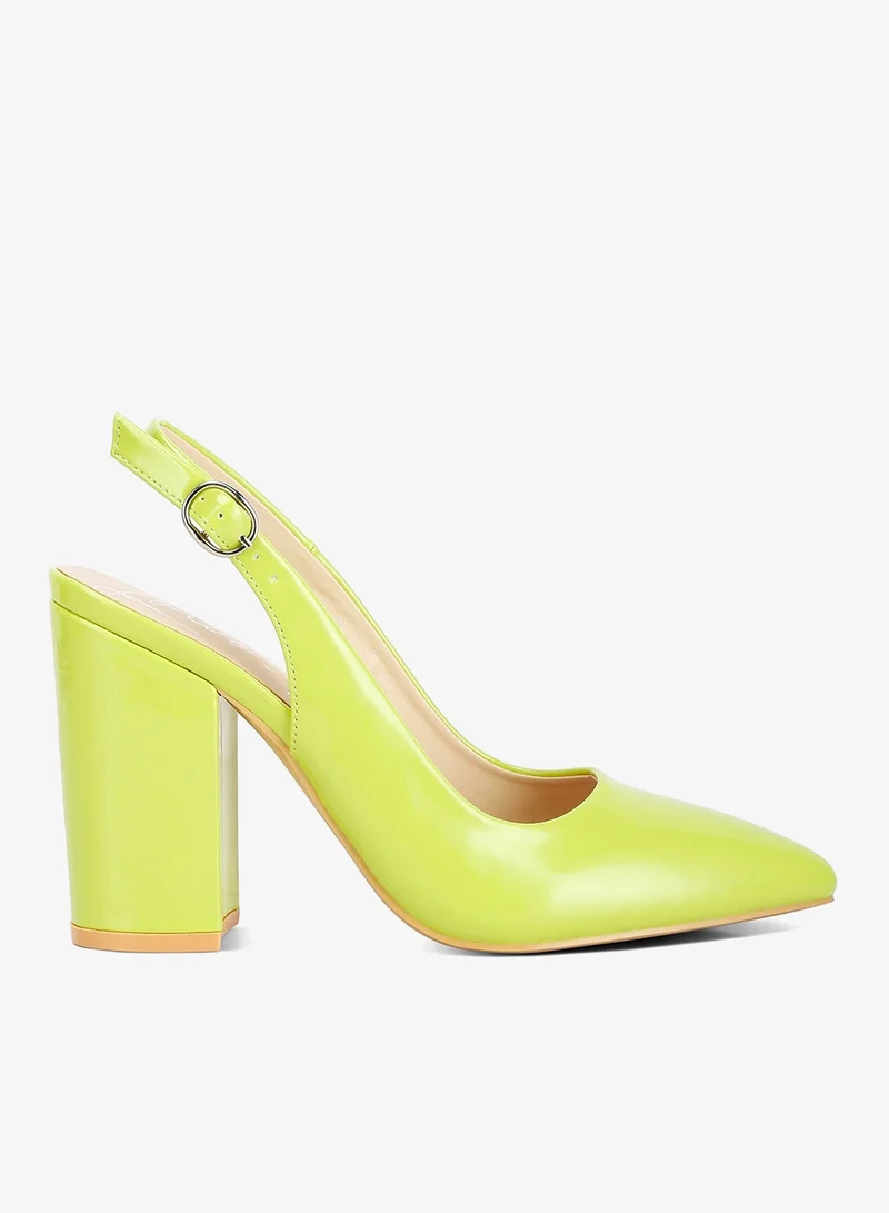 London Rag Women's Slingback High Block Sandals in Lime Green