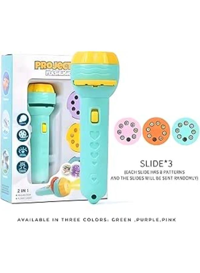 جهاز عرض ليلي 2 في 1 مع 3 شرائح لكل شريحة 8 صور - متعدد الألوان