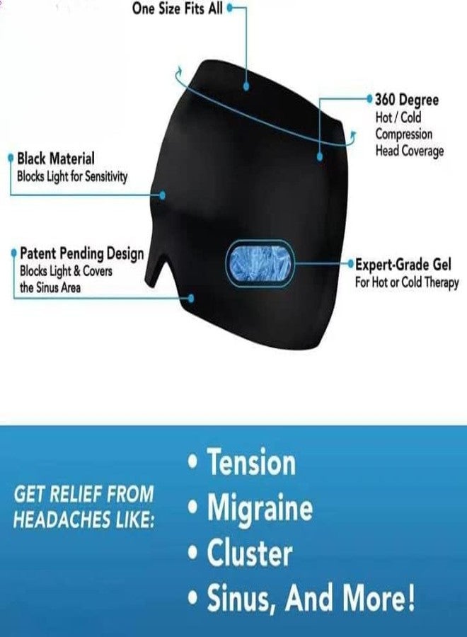 HARSHLOVE Migraine Relief Cap, Cold Therapy Headache Relief Hat/Ice Head Wrap/Ice Pack Mask, Cold Compress Headache Relief Cap for Tension, Sinus & Stress Black - Image 3