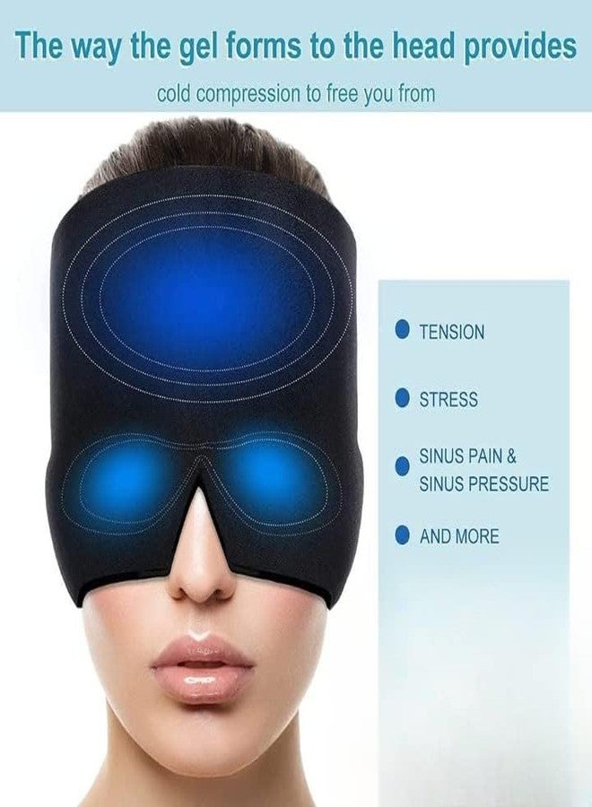 HARSHLOVE Migraine Relief Cap, Cold Therapy Headache Relief Hat/Ice Head Wrap/Ice Pack Mask, Cold Compress Headache Relief Cap for Tension, Sinus & Stress Black - Image 2