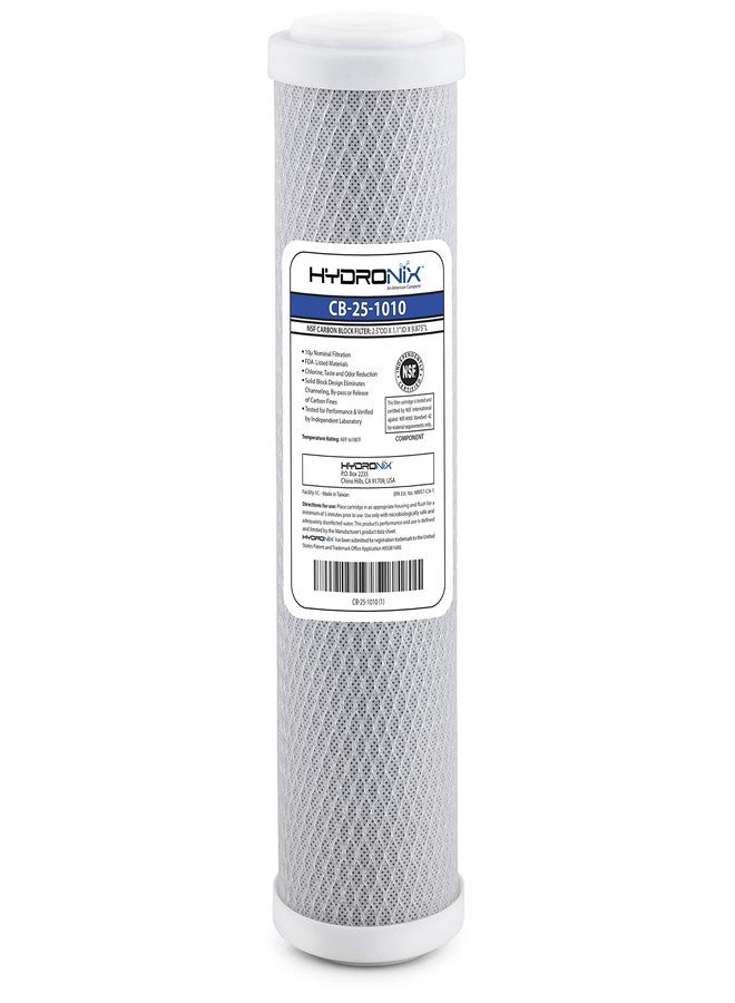 أنظمة ترشيح مياه الشرب والتناضح العكسي Hydronix CB-25-1010، فلتر مياه كتلة كربون جوز الهند NSF 2.5 × 10-10 ميكرون