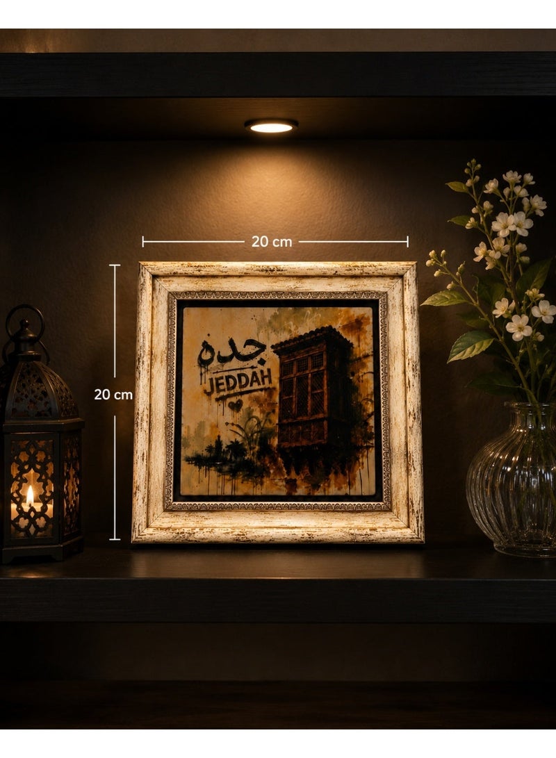 Premium Natural Stone Wall Art with Wooden Frame - Jeddah Roshan Design - 30 × 30 cm - Image 4
