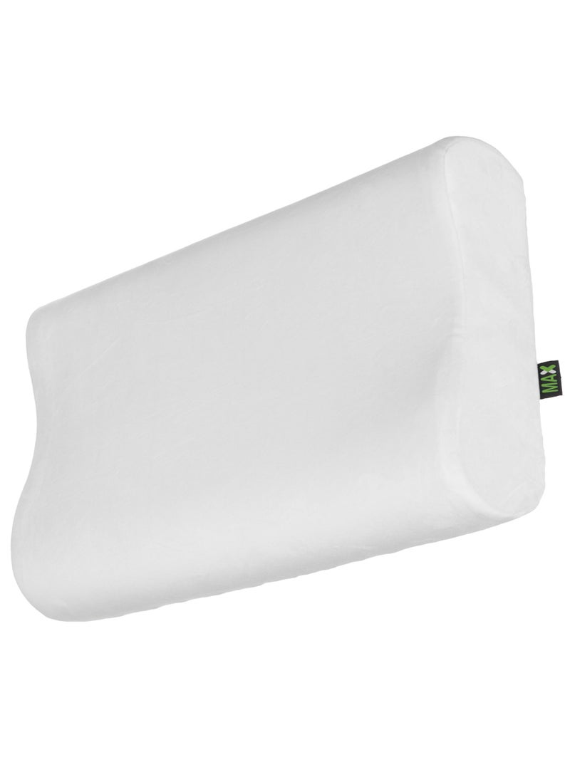 ماكس كمفورت مخدة طبية كونتور ميموري فوم لدعم الرقبة والفقرات العنقية,تصميم تشريحي مريح للنوم الصحي وتقليل آلام الرقبة والكتفين,لون أوف وايت,مقاس كبير60*40*13 - Image 2