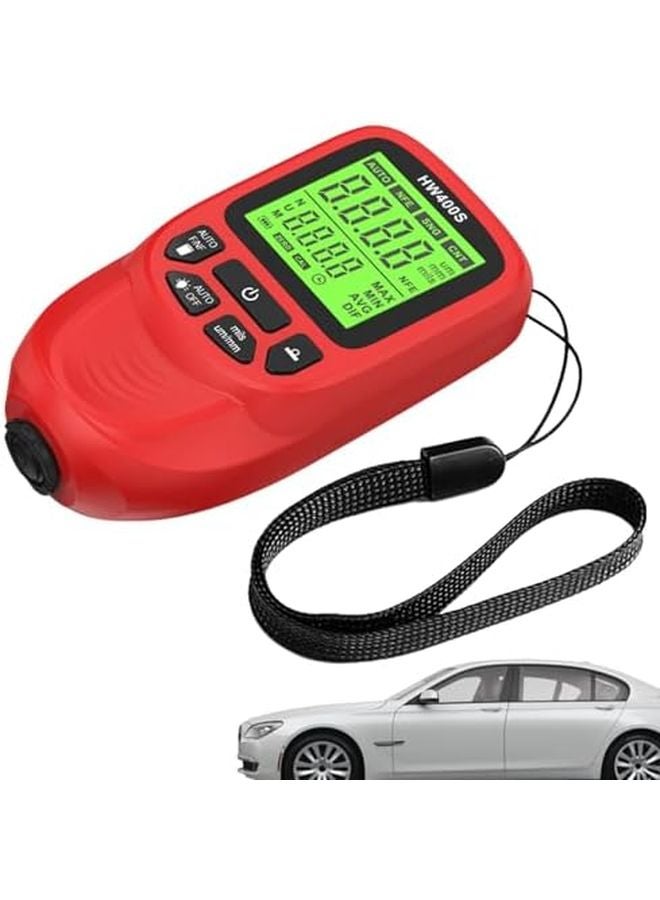 Red Digital Paint Depth Gauge Coating Thickness Tester for Automotive - Image 2