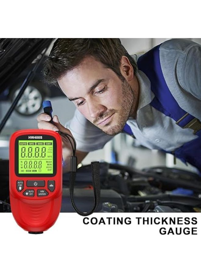Red Digital Paint Depth Gauge Coating Thickness Tester for Automotive - Image 5