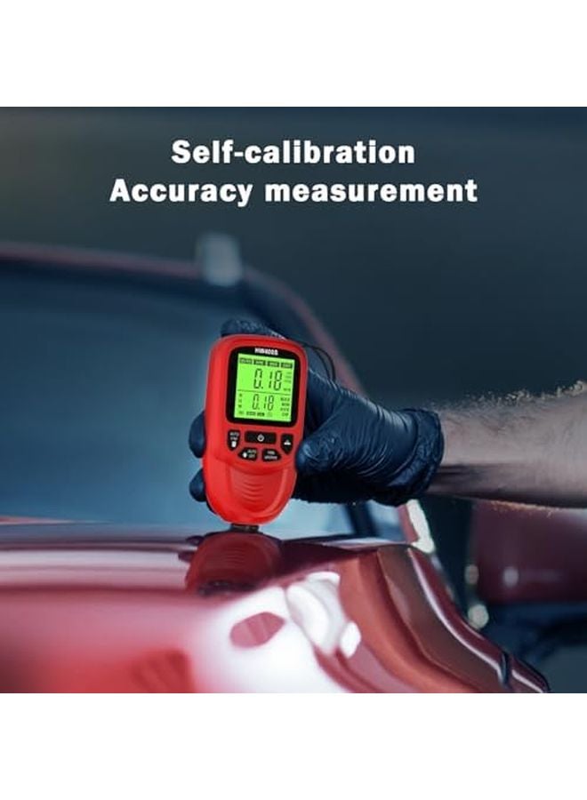 Red Digital Paint Depth Gauge Coating Thickness Tester for Automotive - Image 4