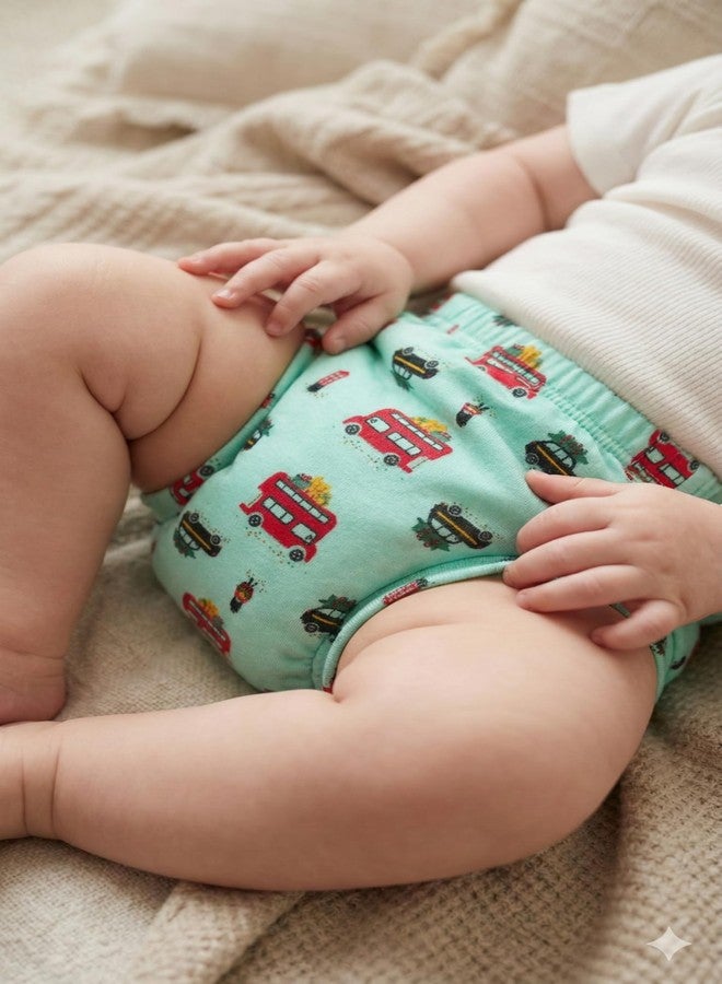 ASJAR Washable Baby Cloth Diaper | Reusable Training Pants | Soft Cotton Fabric | Suitable for 6-36 Months | Pack Of 2 | Multicolor (M) - Image 5