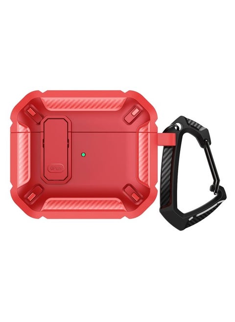 Case Cover Shield Shockproof Earphone Protective Case with Hook For AirPods 3 Red